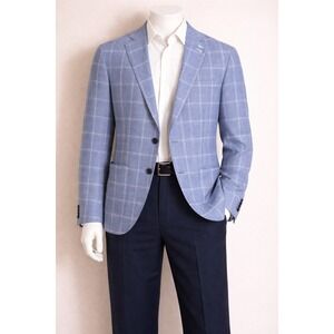 L.B.M. 1911 Tailored Blue Windowpane Check Sport Coat Blazer Mens 42R